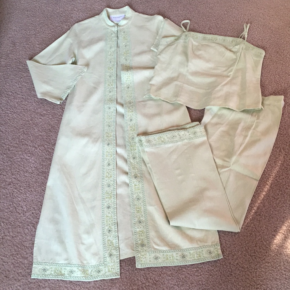 3PCs Cardigan Coat With Top and Pants